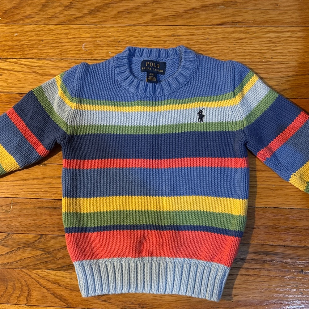 Polo by Ralph Lauren kids boy Colorful Striped Crewneck Sweater